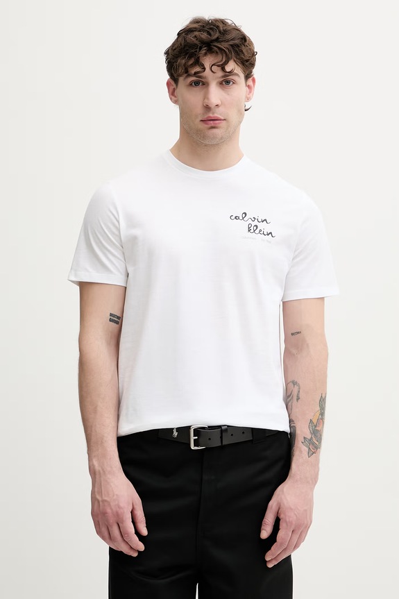 Calvin Klein Jeans tričko pánske bavlnené biela LV04RG837G