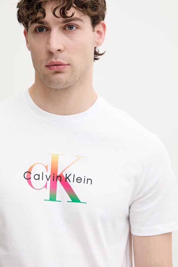 Calvin Klein Jeans T-shirt męski bawełniany biały LV04RG835G