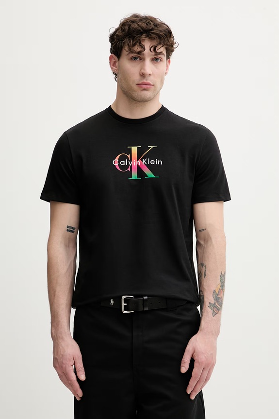 Calvin Klein Jeans tričko pánské bavlněné černá LV04RG835G