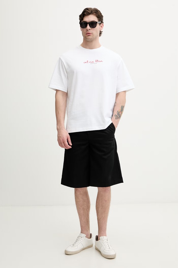 Calvin Klein Jeans T-shirt męski bawełniany LV04RG816G beżowy AW26