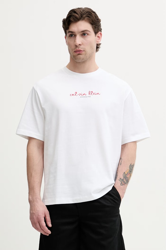 Odzież Calvin Klein Jeans T-shirt męski bawełniany LV04RG816G beżowy