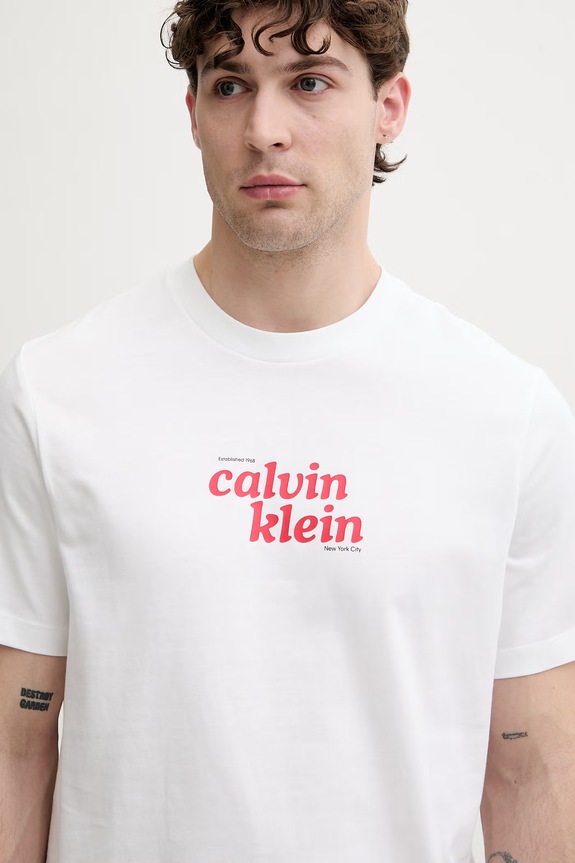 Calvin Klein Jeans T-shirt męski bawełniany biały LV04RG815G