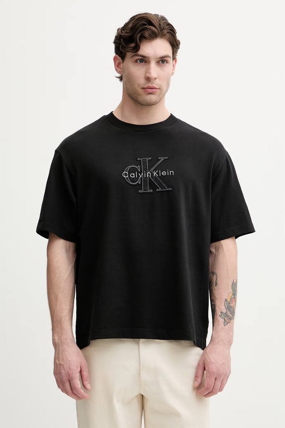 Calvin Klein Jeans tričko pánské bavlněné černá LV04RG814G