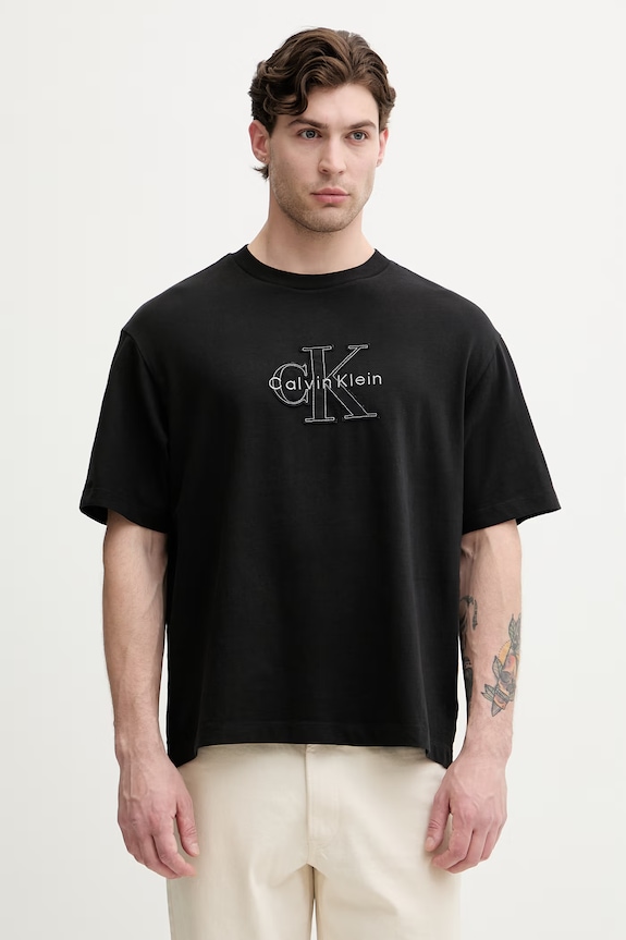 Calvin Klein Jeans tričko pánské bavlněné černá LV04RG814G