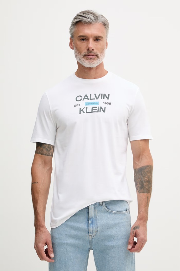 Calvin Klein Jeans tricou pentru bărbați, din bumbac alb LV04RG805G