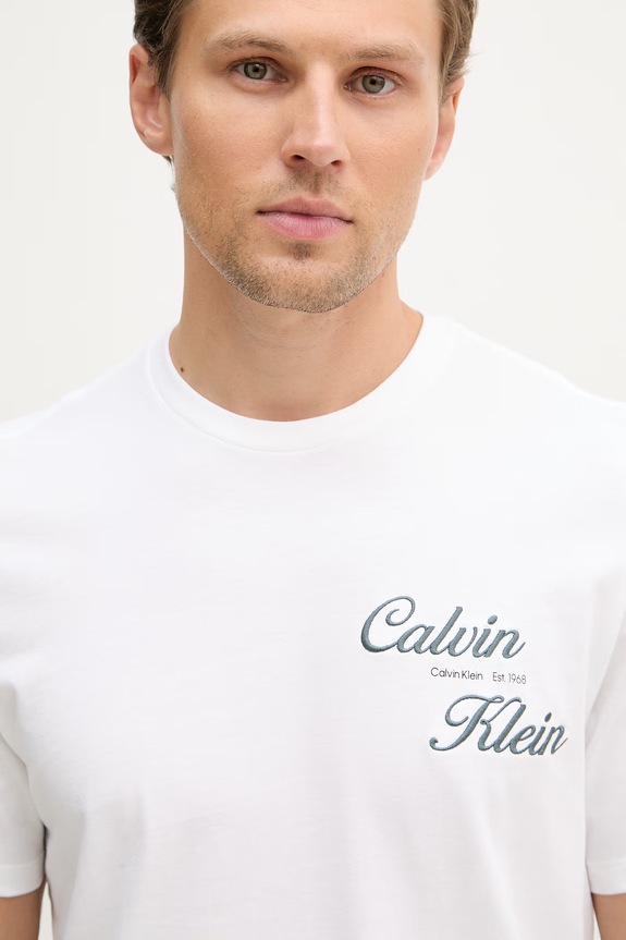 Calvin Klein Jeans tricou pentru bărbați din bumbac alb LV04RG804G