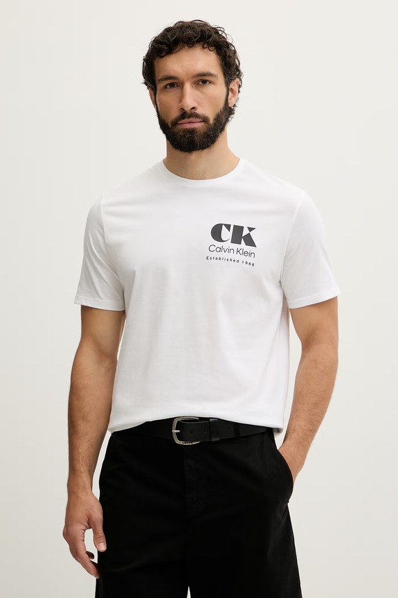 Calvin Klein Jeans tricou pentru bărbați, din bumbac alb LV04RG802G