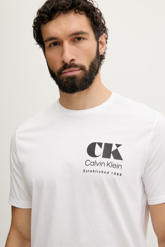 Calvin Klein Jeans tricou pentru bărbați, din bumbac alb LV04RG802G