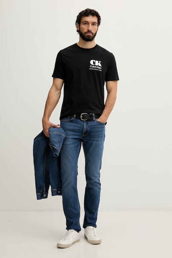 Calvin Klein Jeans tričko pánske bavlnené LV04RG802G čierna AW26