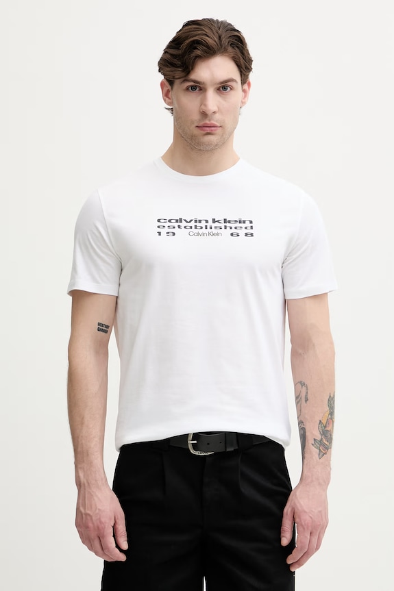 Calvin Klein Jeans tričko pánské bavlněné bílá LV04RG800G