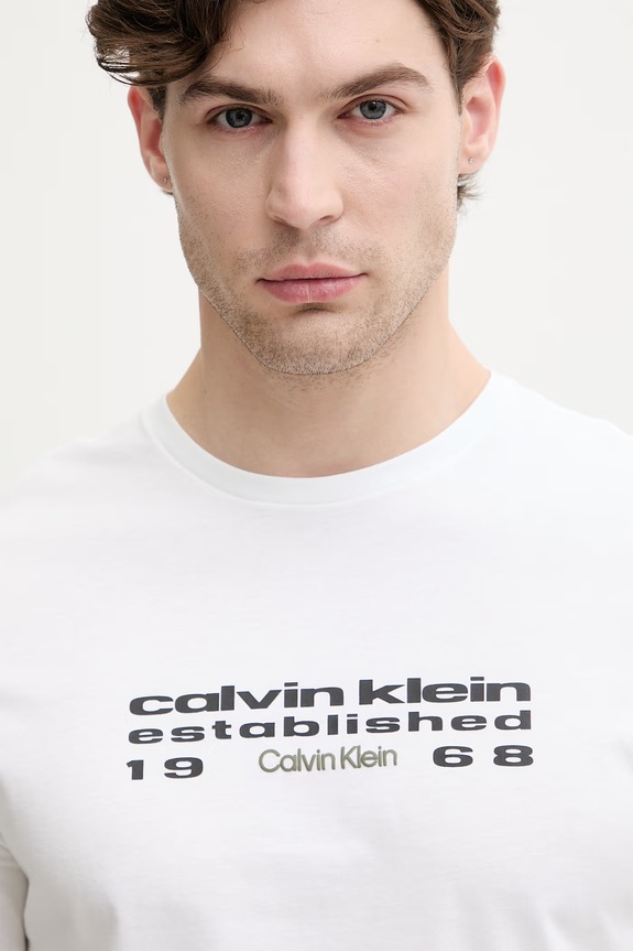 Calvin Klein Jeans tričko pánské bavlněné bílá LV04RG800G