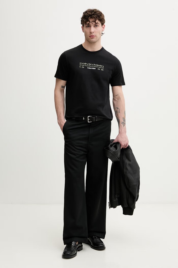 Calvin Klein Jeans T-shirt męski bawełniany LV04RG800G czarny AW26