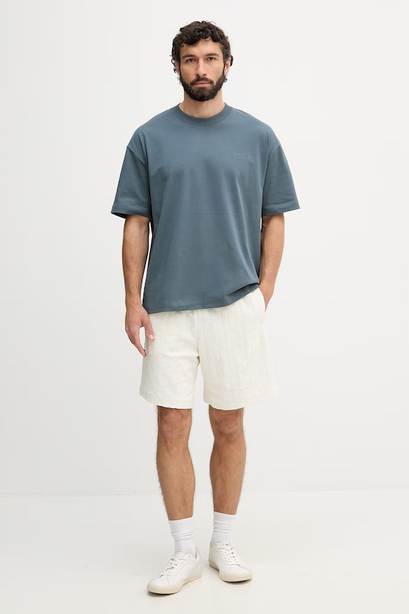Calvin Klein Jeans T-shirt męski bawełniany LV04RAB806 turkusowy AW26