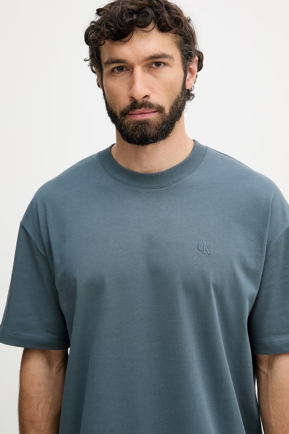 Calvin Klein Jeans T-shirt męski bawełniany turkusowy LV04RAB806