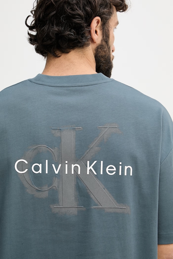 Calvin Klein Jeans T-shirt męski bawełniany LV04RAB806 turkusowy