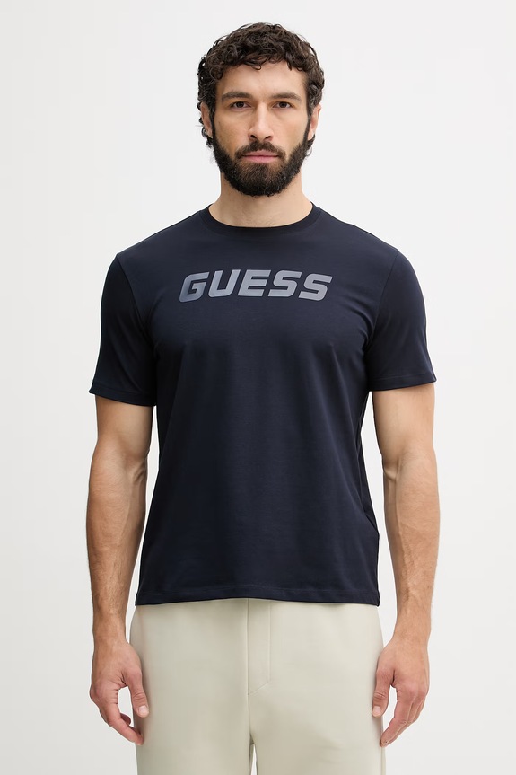 Guess tričko pánske s bavlnou BRUCE tmavomodrá Z6YI26.K5090