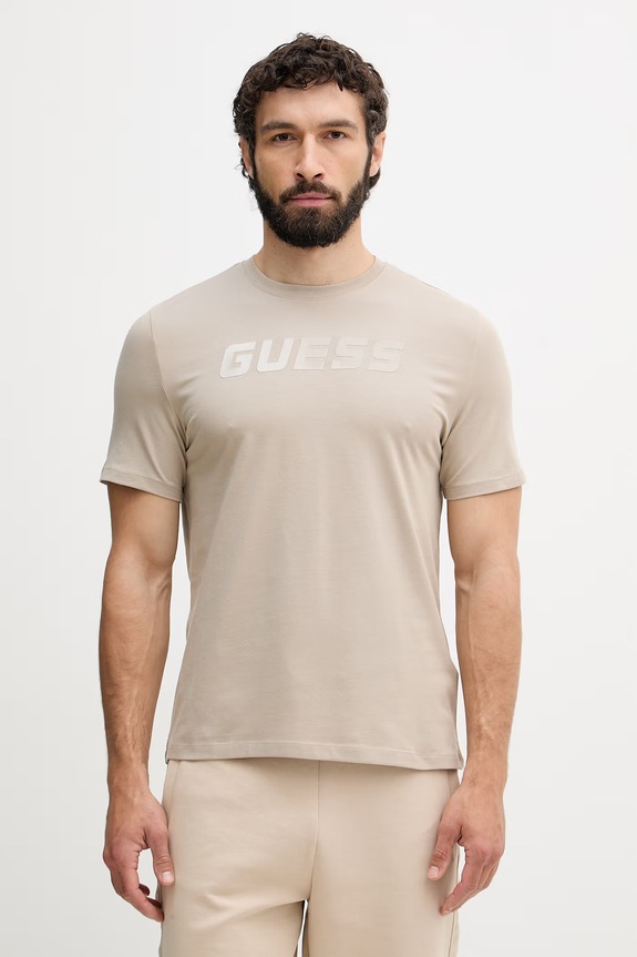 Guess tričko pánske s bavlnou BRUCE béžová Z6YI26.K5090