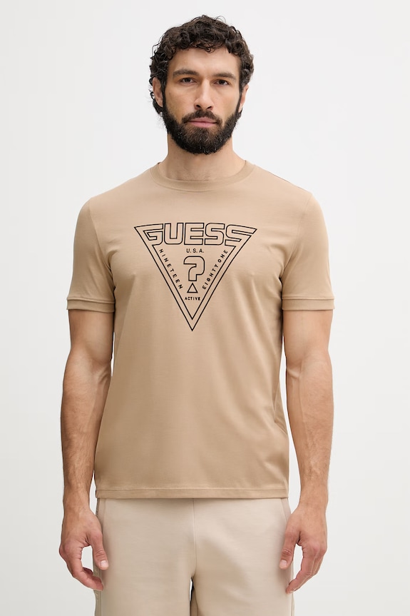 Guess tričko pánske bavlnené MIKEN hnedá Z6YI20.K5016