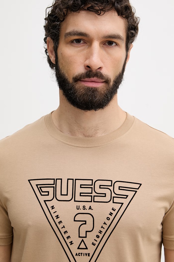 Guess tričko pánske bavlnené MIKEN hnedá Z6YI20.K5016