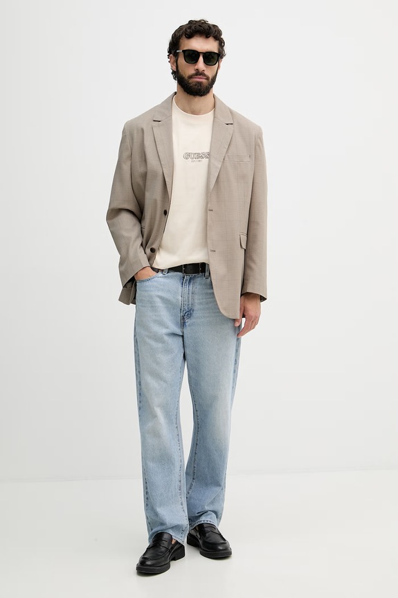 Guess majica za muškarce od pamuka M6YI46.K4232 bež AW26