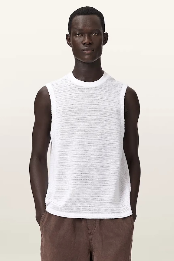 AllSaints top męski bawełniany COVE biały M016JE