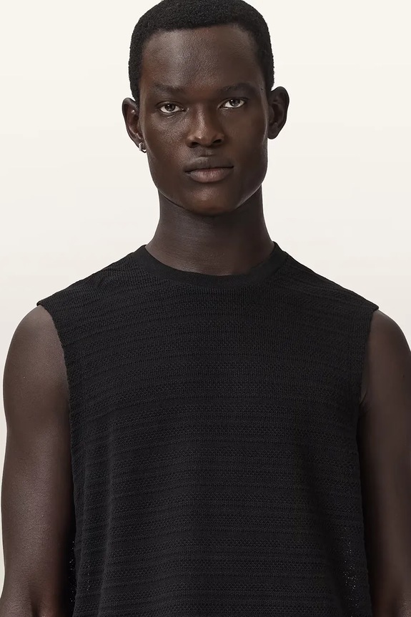 AllSaints top męski bawełniany COVE czarny M016JE