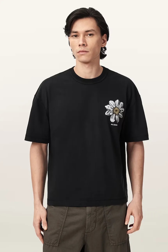 AllSaints T-shirt oversize męski bawełniany PETALS M062PE czarny AW26