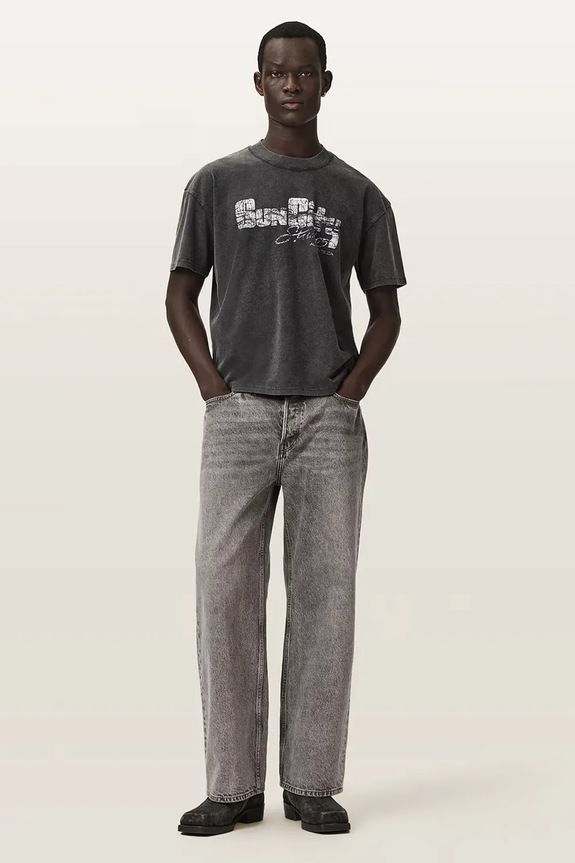 Odzież AllSaints T-shirt basic męski bawełniany SUN M056PE czarny