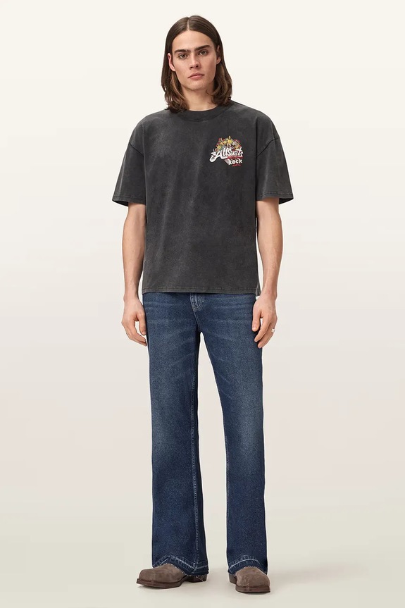 Odzież AllSaints T-shirt oversize męski bawełniany ROQUE M054PE czarny