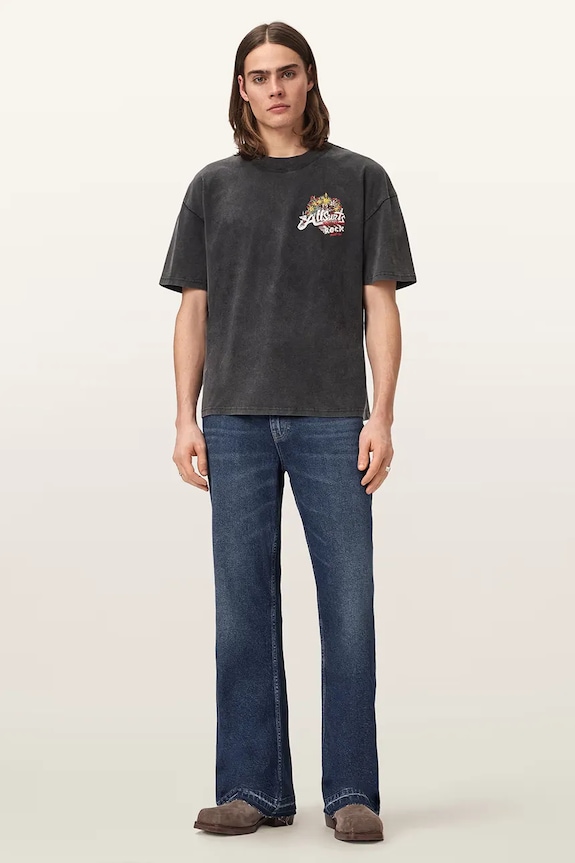 Odzież AllSaints T-shirt oversize męski bawełniany ROQUE M054PE czarny