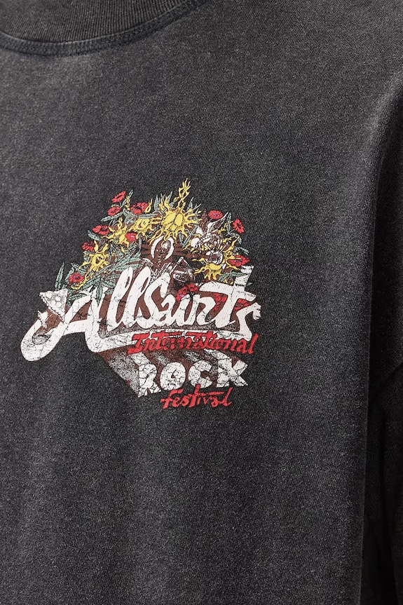 AllSaints T-shirt oversize męski bawełniany ROQUE M054PE czarny