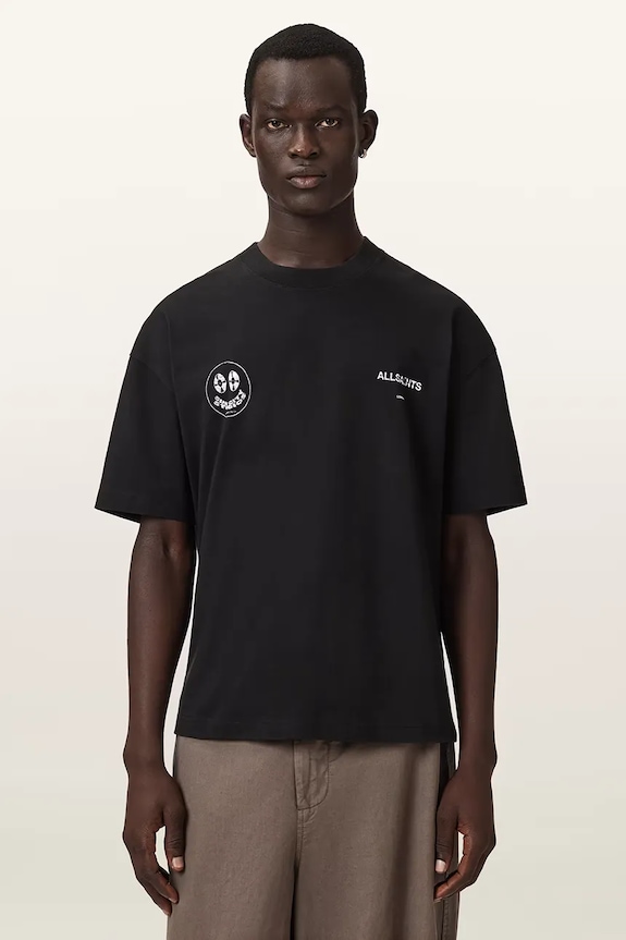 AllSaints T-shirt męski bawełniany SPINNER czarny M052PE