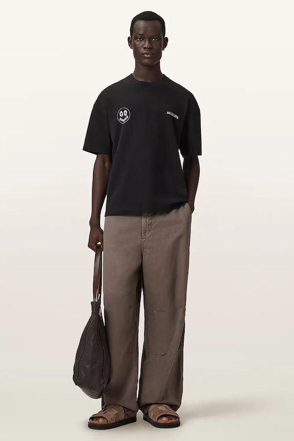 Odzież AllSaints T-shirt męski bawełniany SPINNER M052PE czarny