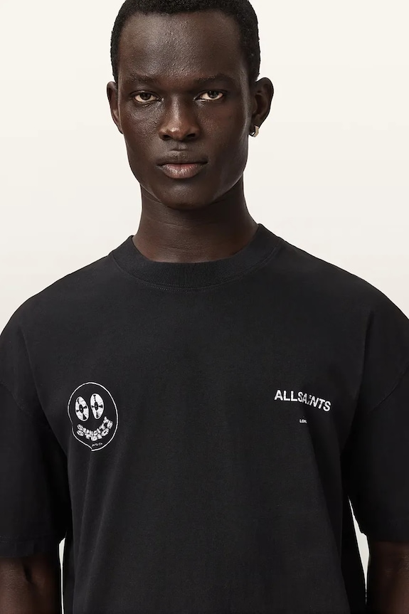 AllSaints T-shirt męski bawełniany SPINNER czarny M052PE