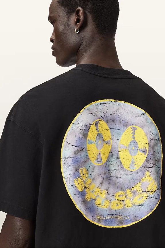 AllSaints T-shirt męski bawełniany SPINNER M052PE czarny