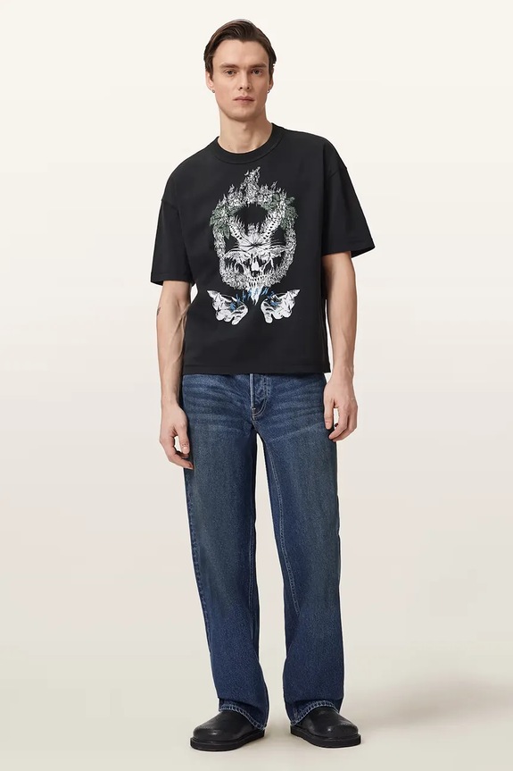 Odzież AllSaints T-shirt męski bawełniany PALM M045PE czarny