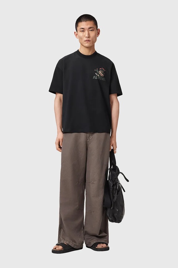 Odzież AllSaints T-shirt oversize męski bawełniany CACTI M044PE czarny