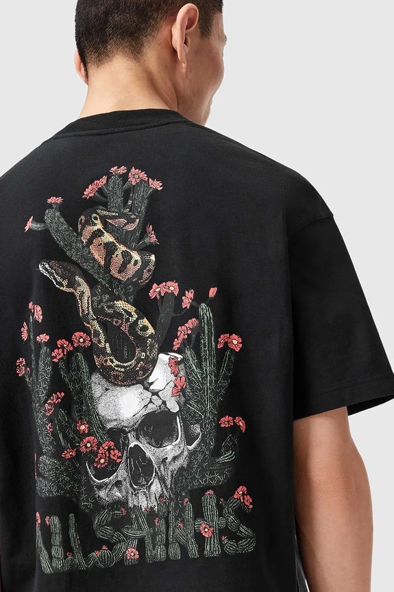 AllSaints T-shirt oversize męski bawełniany CACTI M044PE czarny
