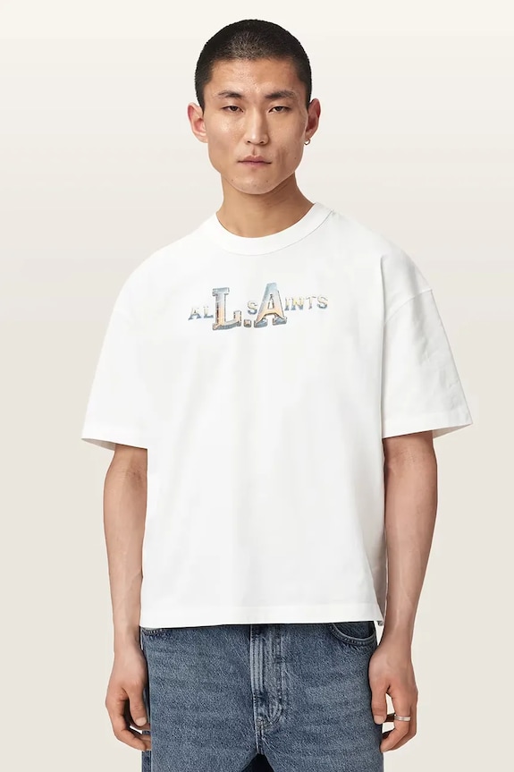 AllSaints футболка мужская хлопковая ANGELINO белый M041PE