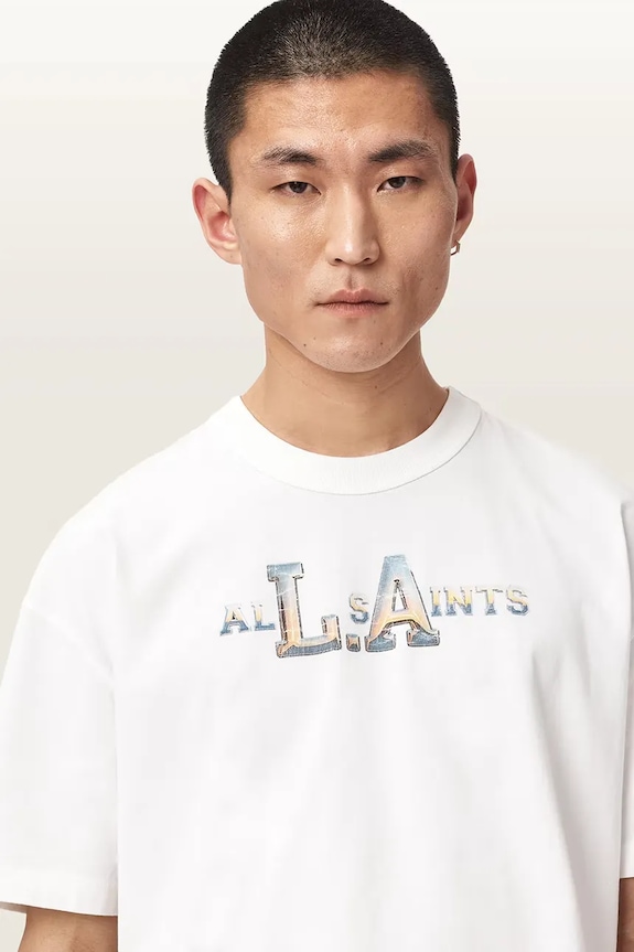 AllSaints футболка мужская хлопковая ANGELINO белый M041PE