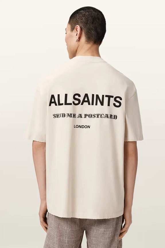 AllSaints T-shirt męski bawełniany DREAMER beżowy M036PE