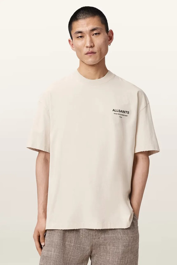 AllSaints T-shirt męski bawełniany DREAMER M036PE beżowy AW26