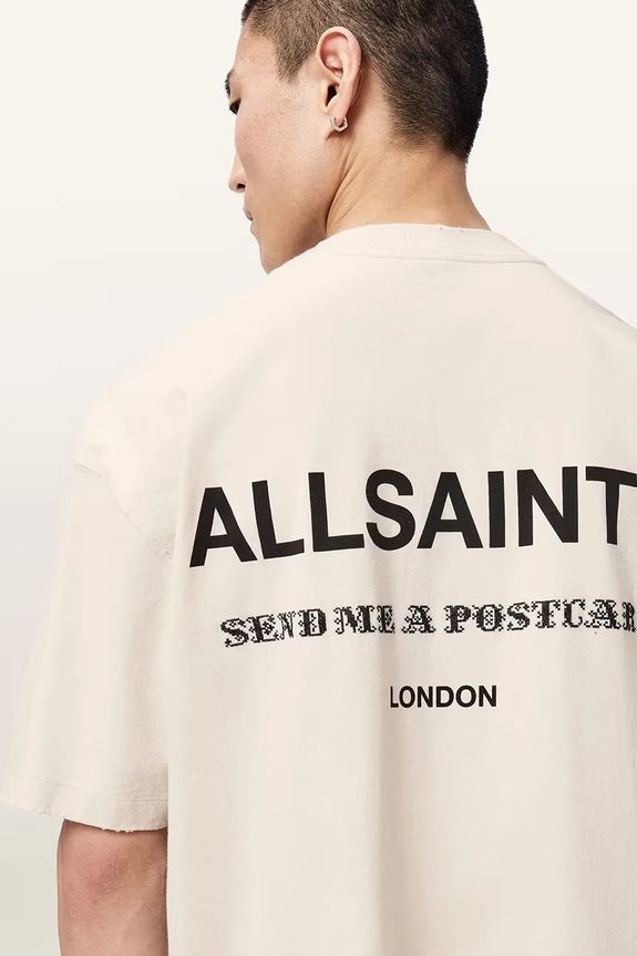 AllSaints T-shirt męski bawełniany DREAMER M036PE beżowy