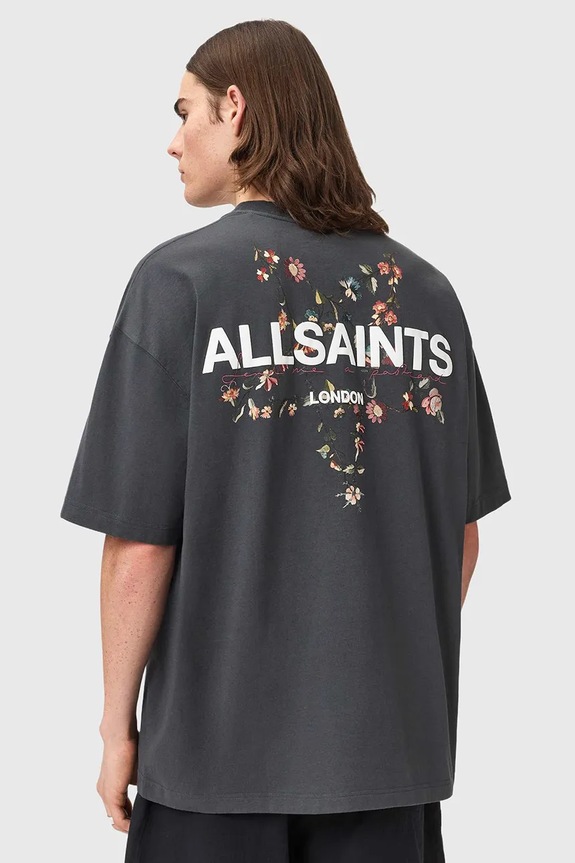 AllSaints tričko pánske bavlnené PENTACLE čierna M034PE