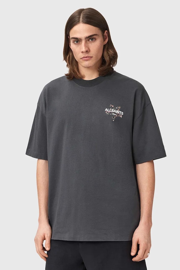 AllSaints tričko pánske bavlnené PENTACLE M034PE čierna AW26