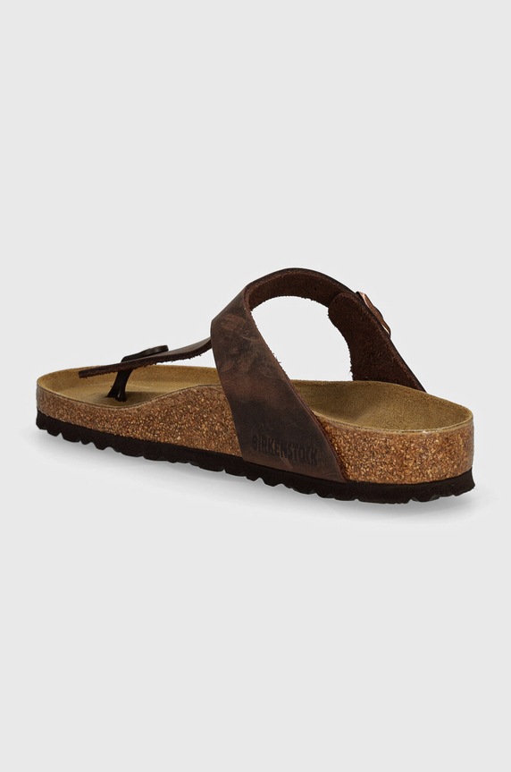 Obuwie Birkenstock japonki nubukowe Gizeh 743831 brązowy
