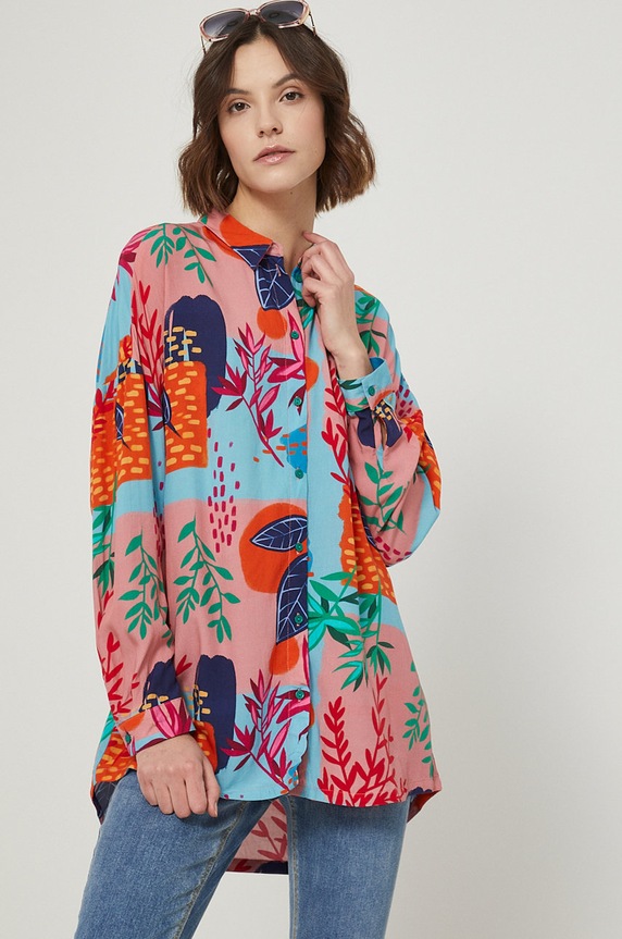 Koszula damska wzorzysta multicolor casual multicolor RS22.KDD050