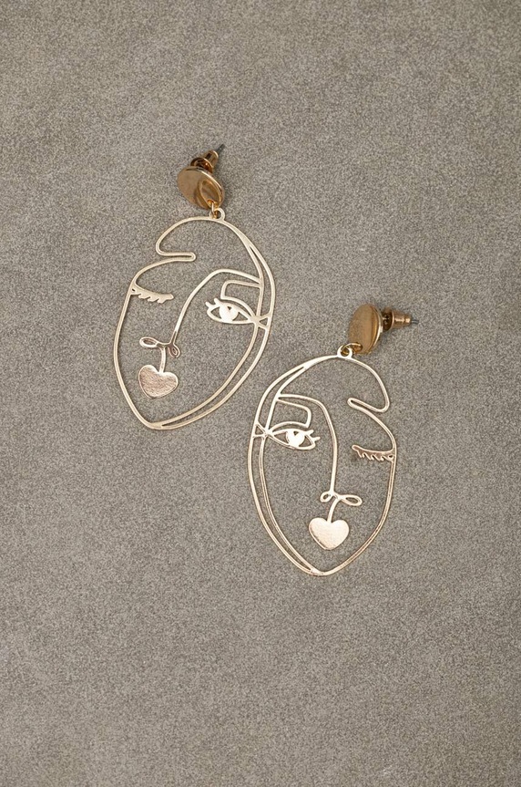 Kolczyki damskie z ozdobną zawieszką kolor złoty złoty RS23.AKD307