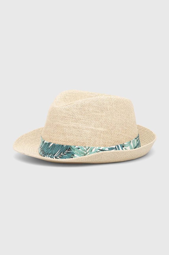Kapelusz męski pleciony z ozdobną aplikacją kolor beżowy RS23.CAM703 beżowy RS23