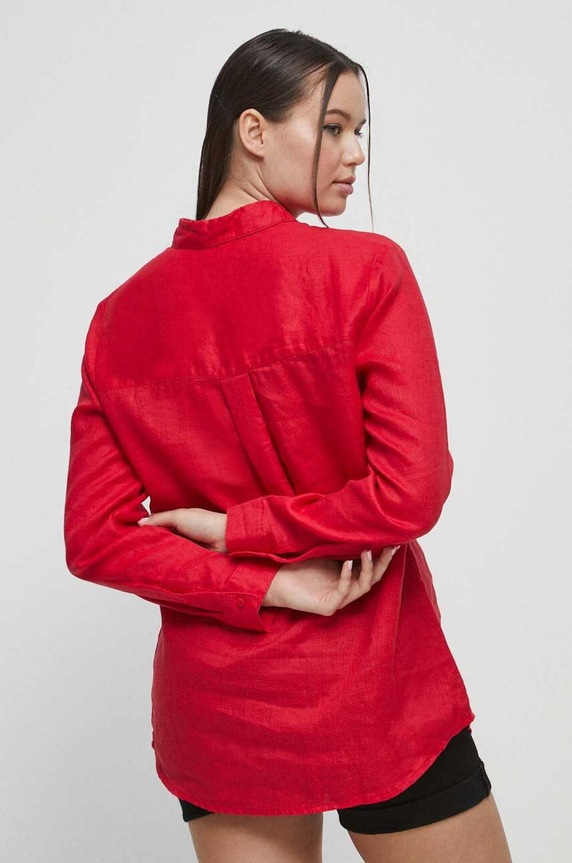 Oblečenie Ľanová košeľa dámska červená farba RS23.KDD902 červená